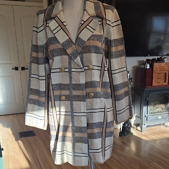 Anne Klein Jackets & Blazers - Anne Klein NWT Plaid Double-Breasted Women's Cardigan Size Medium Retail 149.00